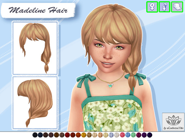 Sims 4 — Madeline Hair by Lewbertsn00tles — A medium-length, layered, over the shoulder ponytail. Maxis Match