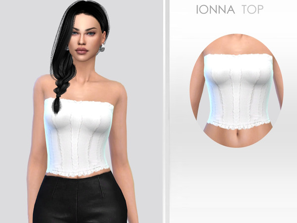 Sims 4 — Ionna Top by Puresim — White top for female sims.
