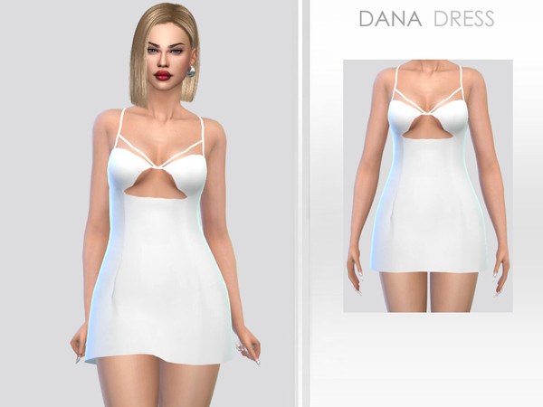 Sims 4 — Dana Dress by Puresim — White cut out dress for female sims