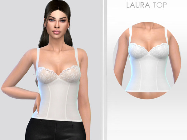 Sims 4 — Laura Top by Puresim — Lace top in 2 swatches