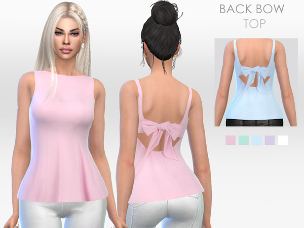 Sims 4 — Back Bow Top by Puresim — Back bow top in 5 colors