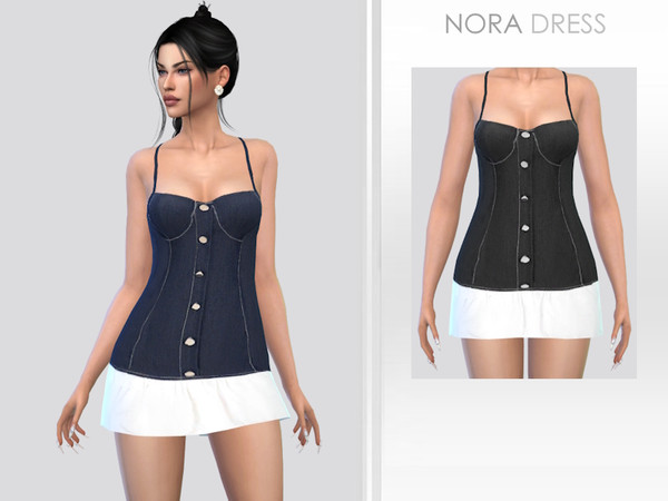 Sims 4 — Nora Dress by Puresim — Denim dress in 2 swatches