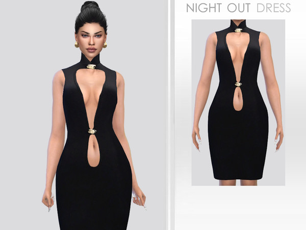 Sims 4 — Night Out Dress by Puresim — Black dress for a night out.