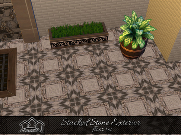 Sims 4 — Stacked Stone Exterior floor 4 by Emerald — Stacked stone is ideal for walls, fireplaces and traditional stone