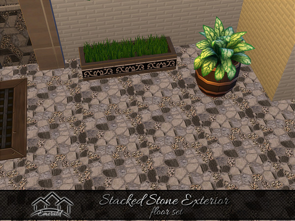 Sims 4 — Stacked Stone Exterior floor 5 by Emerald — Stacked stone is ideal for walls, fireplaces and traditional stone