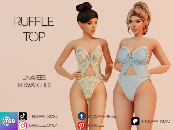 Sims 4 — KALANI - RUFFLE TOP by linavees — New Mesh