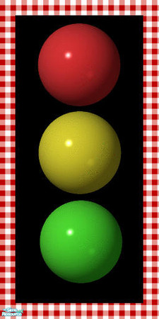 Sims 2 — NK Gingham Red Light by MoMama — It's not really a traffic light, but these yellow, red and green balls atop a
