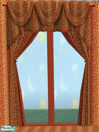 Sims 2 — NK Rust and Gold BR - Curtains by MoMama — Rust and Gold Curtains for a bit of privacy.