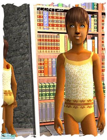 The Sims Resource - Orange Design Undies Set For Girls