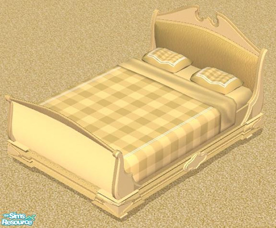 Sims 2 — NK Plaid Inspired Beds - Yellow by MoMama — A Yellow plaid bed with matching bedframe. 