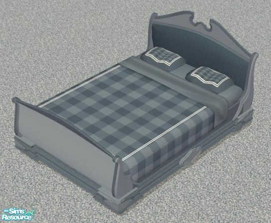Sims 2 — NK Plaid Inspired Beds - Steel Blue by MoMama — A Steel Blue plaid bed with matching bedframe. 