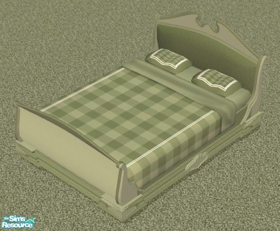 Sims 2 — NK Plaid Inspired Beds - Olive by MoMama — An Olive plaid bed with matching bedframe. 