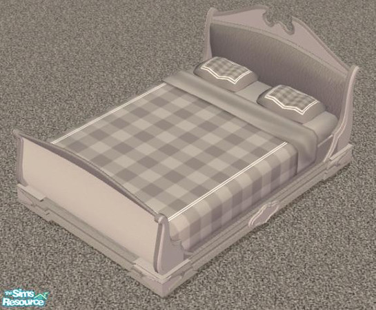 Sims 2 — NK Plaid Inspired Beds - Light Grey by MoMama — A Light Grey plaid bed with matching bedframe. 