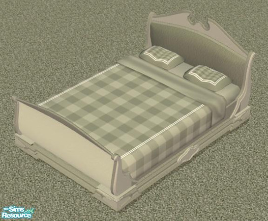 Sims 2 — NK Plaid Inspired Beds - Drab Green by MoMama — A Drab Green plaid bed with matching bedframe. 