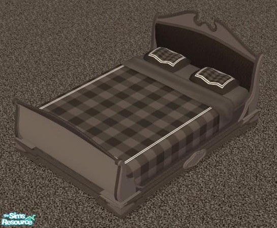 Sims 2 — NK Plaid Inspired Beds - Dark Grey by MoMama — A Dark Grey plaid bed with matching bedframe. 