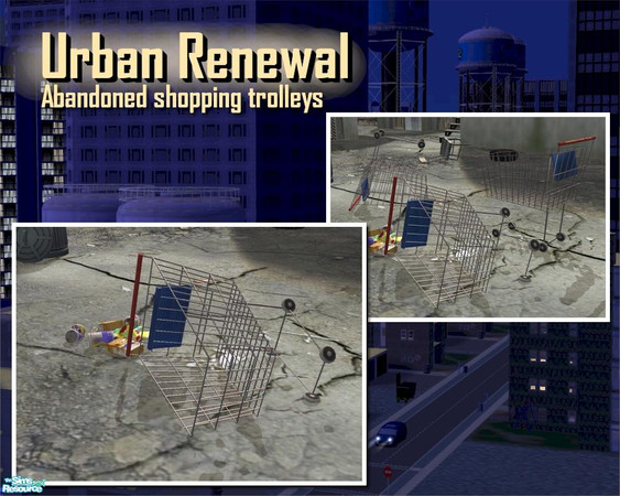 Sims 2 — Shopping Trolley - Sideways by Cyclonesue — An abandoned shopping trolley for some urban decor! Works in low
