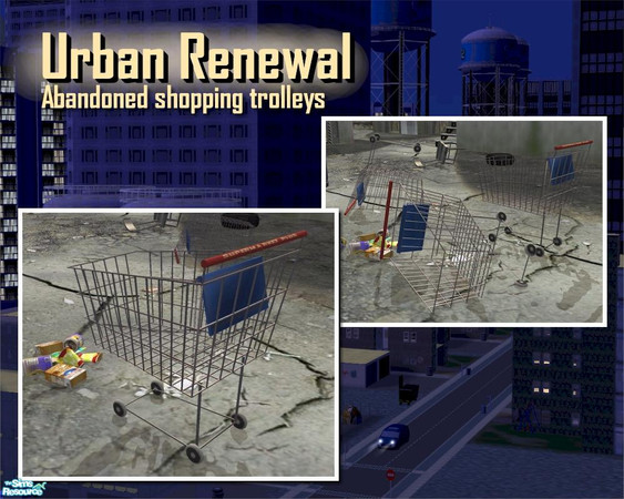 Sims 2 — Shopping  Trolley - Upright by Cyclonesue — An abandoned shopping trolley for some urban decor! Works in low