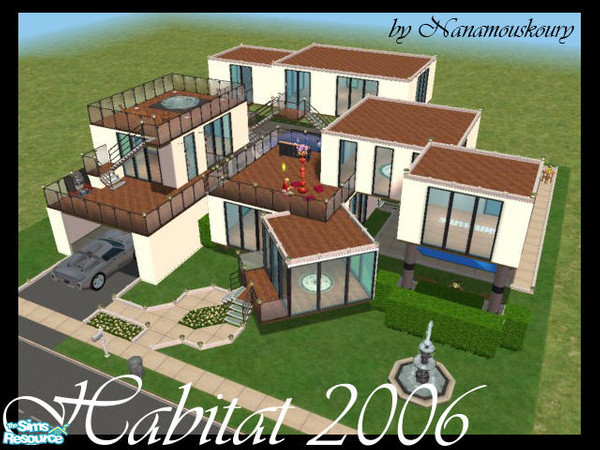 Sims 2 — Habitat 2006 by Nanamouskoury — Inspired by great achitectural wonder of Habitat 67. Modern house, fully