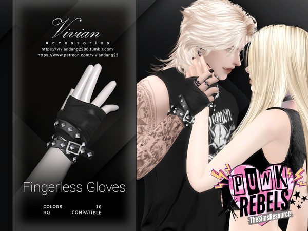 Sims 4 — VivianDang_MA_FingerlessGloves_Left.package by VivianDang — - All new meshes with 3 versions: + Only right +