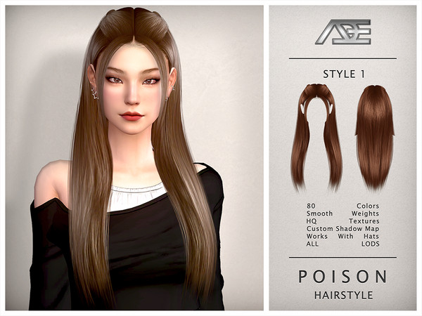 Sims 4 — Poison - Style 1 (Hairstyle) by Ade_Darma — Poison Hairstyle - Style 1 Yeji - ITZY Ringo MV Inspired Hair New