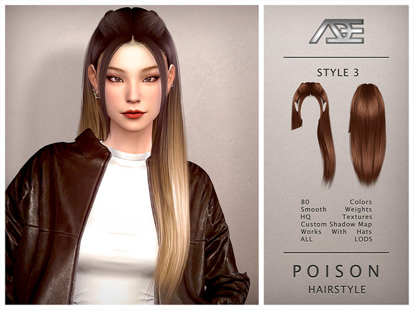 Sims 4 — Poison - Style 3 (Hairstyle) by Ade_Darma — Poison Hairstyle - Style 3 Yeji - ITZY Ringo MV Inspired Hair New