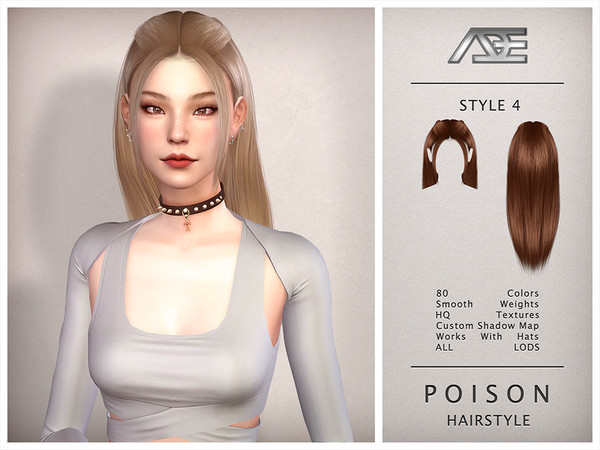Sims 4 — Poison - Style 4 (Hairstyle) by Ade_Darma — Poison Hairstyle - Style 4 Yeji - ITZY Ringo MV Inspired Hair New
