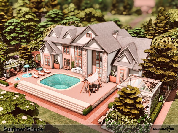 Sims 4 — Summer Shade by Nessca — Summer Shade is a villa for a large family in a bright arrangement. Outside you will