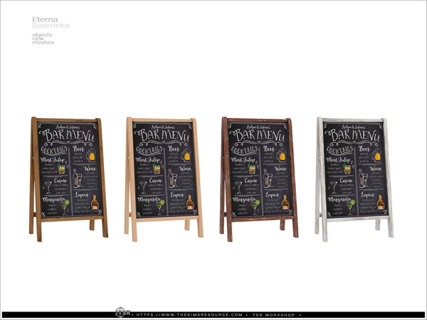 Sims 4 — Eterna - menu board by Severinka_ — Set of objects for decorating a beach bar in the style of koastal base game
