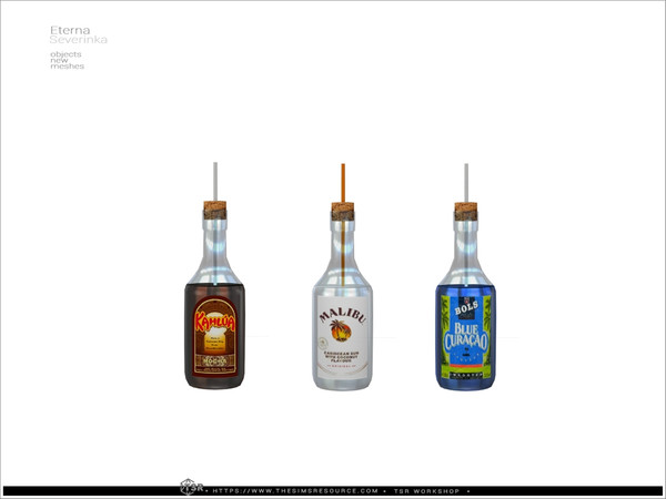 Sims 4 — Eterna - bottle liquor by Severinka_ — Set of objects for decorating a beach bar in the style of coastal