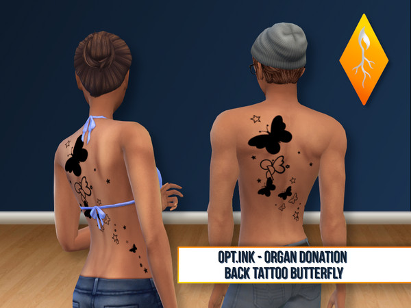 Sims 4 — OptInk Back tattoo - set 5 - butterflys by Stephanie_Mey1991 — This set includes 3 official Opt.Ink tattoo