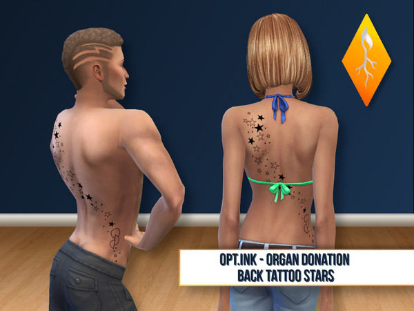 Sims 4 — OptInk Back tattoo - set 5 - stars by Stephanie_Mey1991 — This set includes 3 official Opt.Ink tattoo designs,