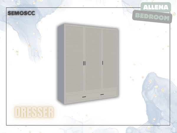 Sims 4 — [SCC] Allena Dresser by semoscc — Bedroom set +different numbers of color swatches per item :)