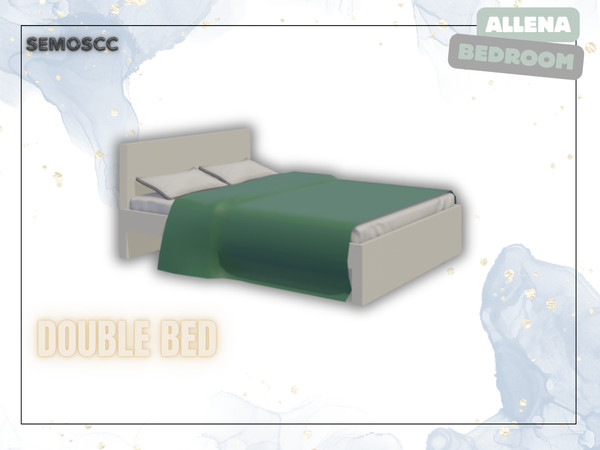 Sims 4 — [SCC] Allena Double Bed by semoscc — Bedroom set +different numbers of color swatches per item :)