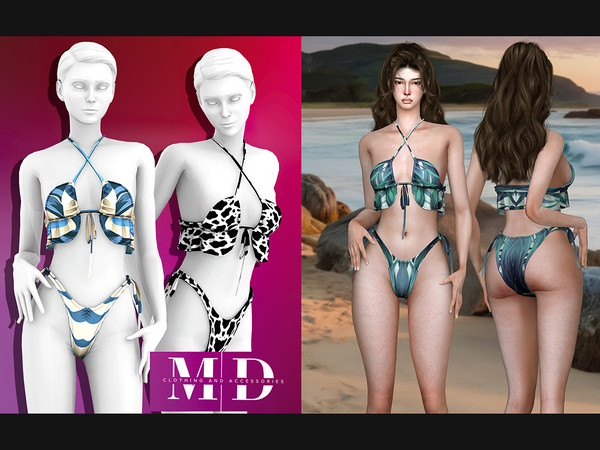 Sims 4 — Coral Chic swimsuit V1 by Mydarling20 — new mesh