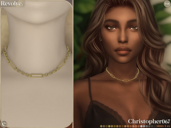 Sims 4 — Revolve Necklace by christopher0672 — This is a chic and classy chunky oval chain necklace. 21 Metal Tones