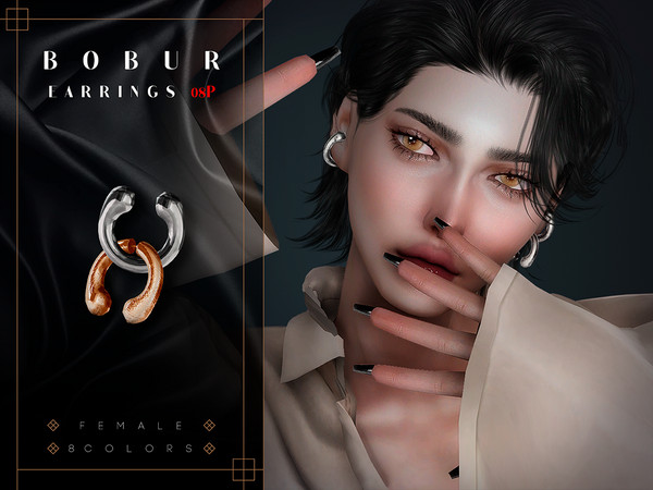 Sims 4 — (Patreon) Cuff earrings by Bobur2 — Cuff earrings in two texture options for female