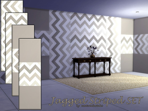 Sims 4 — Jagged Striped SET by matomibotaki — Modern wallpaper set, sometimes horizontally, sometimes vertically with