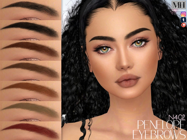 Sims 4 — Penelope Eyebrows N402 by MagicHand — Natural straight brows in 13 colors - HQ Compatible.