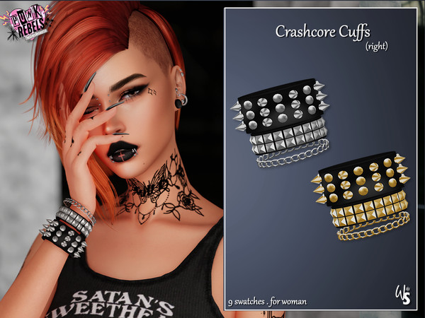Sims 4 — Crashcore Cuffs AF (right) by WisteriaSims — - FOR WOMEN - NEW MESH - TEEN TO ELDER - Bracelet Category right