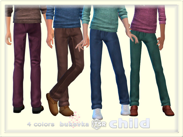 Sims 4 — Pants School by bukovka — Fashionable pants for kids only for boys in 4 color options. All cards have been
