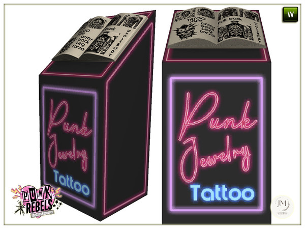 Sims 4 — Rulka Punk Rebels tattoo stand by jomsims — turns your interior into a true punk style beauty salon.