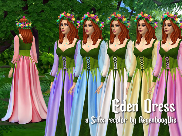 Sims 4 — Eden Dress - a Sifix recolor by regenboogvis — For the upcoming Enchanted by Nature expansion pack I made this