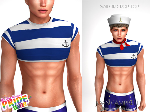 Sims 4 — SAILOR CROP TOP by Joan_Campbell_Beauty_ — 4 swatches Custom thumbnail Original mesh