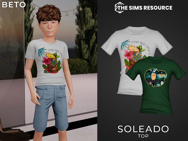 Sims 4 — Soleado (Top - Child Version) by Beto_ae0 — Summer outfit for men, enjoy it