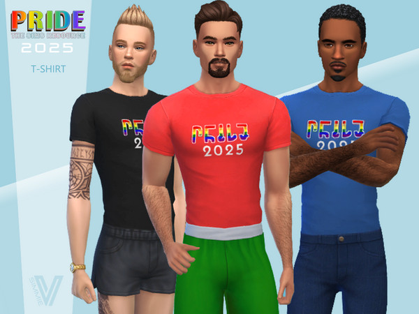 Sims 4 — P25 T-Shirt by SimmieV — A very basic Pride t-shirt in Simlish. Eight colors available.