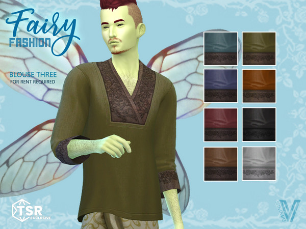 Sims 4 — Fairy Blouse 3 by SimmieV — A simple blouse with embossed leather trim in 8 colors.