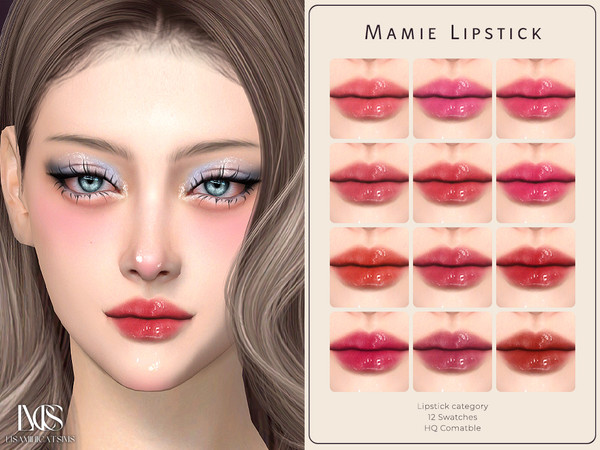Sims 4 — Mamie Lipstick by VELYSEA — -Lipstick category -HQ comatble -12 swatches
