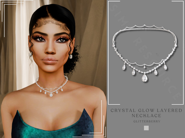 Sims 4 — PATREON Crystal Glow Layered Necklace by Glitterberryfly — A layered crystal necklace. Find the rest of the