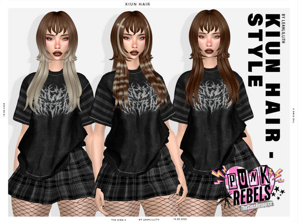 Sims 4 — Punk Rebels Kiun Hairstyle by Leah_Lillith — Thereare optional recolors (color wheel) which can be found in the