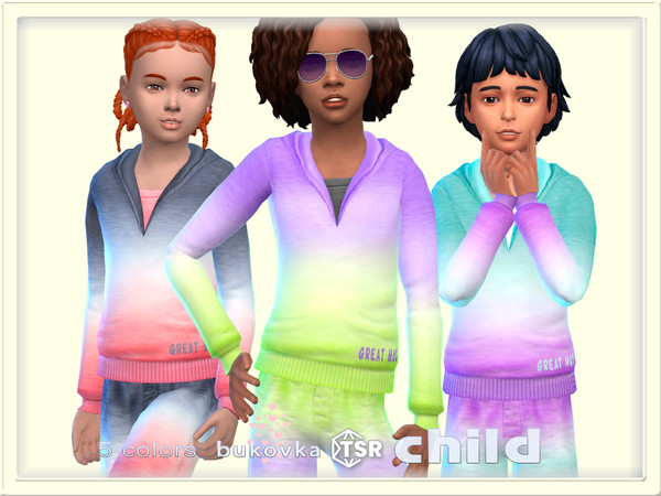 Sims 4 — Hoodie Gradient by bukovka — Cute hoodie for both boys and girls in 5 color options. All cards have been